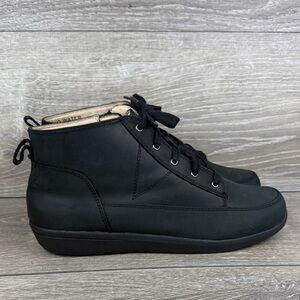 Vionic Shawna Black Nubuck Women’s Sz 9.5 Zip Lace Up Water Repellent Ankle Boot